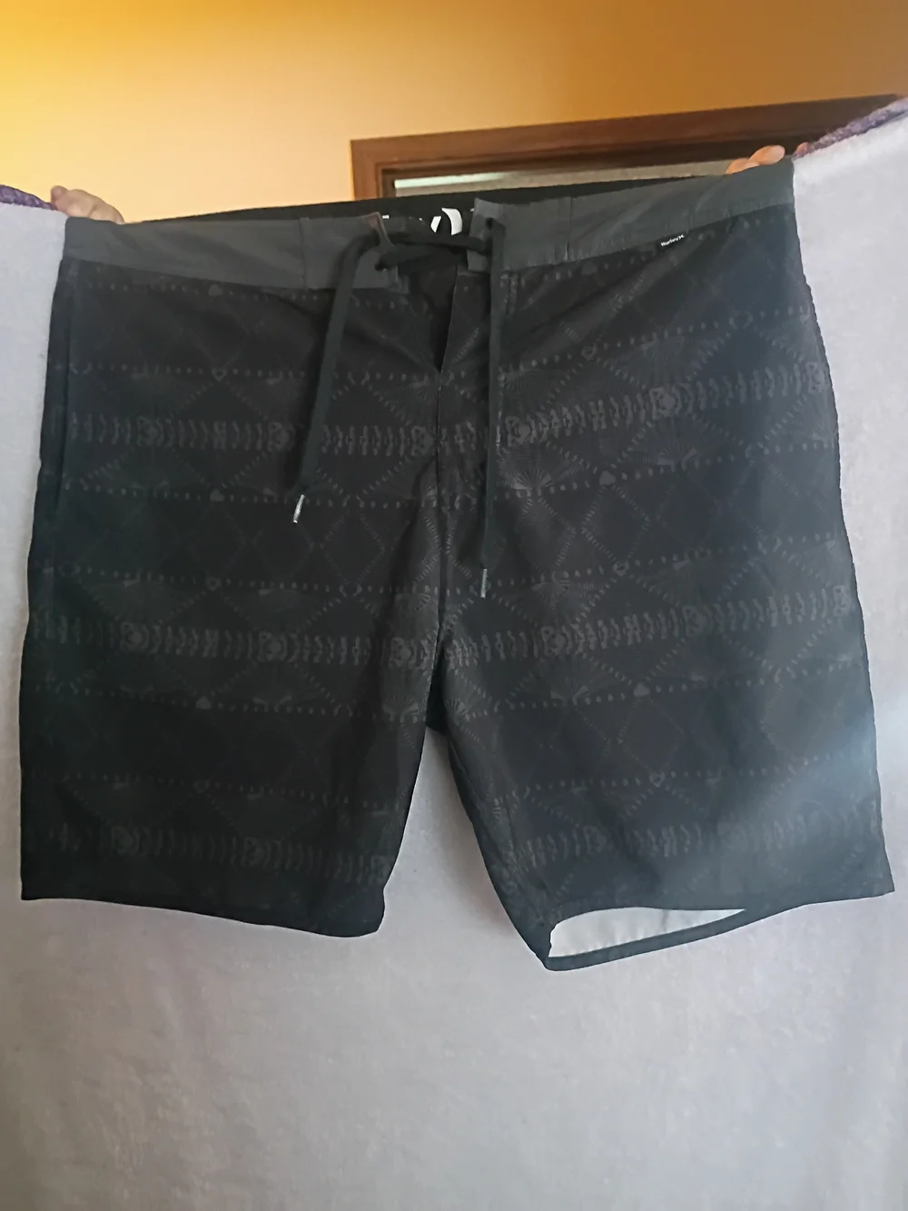 Hurley Black Geometric Print Board Shorts